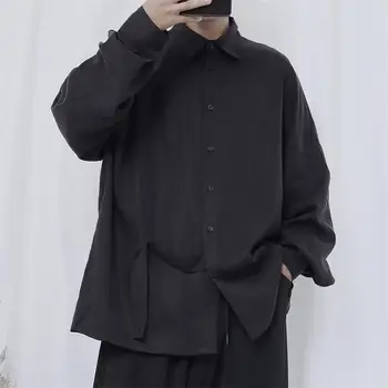 Erkek Uzun Kollu Gömlek İlkbahar Ve Sonbahar Yeni Kore Versiyonu Niş Tasarım Trendi Gençlik Eğlence Gevşek Büyük Boy Gömlek