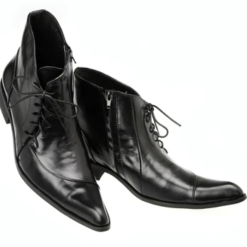 Erkek ayakkabıları İngiliz Sivri deri ayakkabı Moda Trendi Yüksek top erkek ayakkabıları erkek Dantel-up Kore El Yapımı Hakiki deri ayakkabı