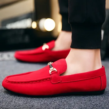 Erkek ayakkabısı Siyah Mavi Kırmızı Loafer'lar üzerinde Kayma Erkek Ayakkabı Adulto Sürüş Mokasen Yumuşak Rahat rahat ayakkabılar Erkekler Sneakers Flats