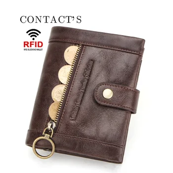 Erkek deri cüzdan RFID Anti-hırsızlık Fırçalanmış Deri erkek cüzdanları Çok Fonksiyonlu Üç katlı Cüzdan kart tutucu Erkekler için