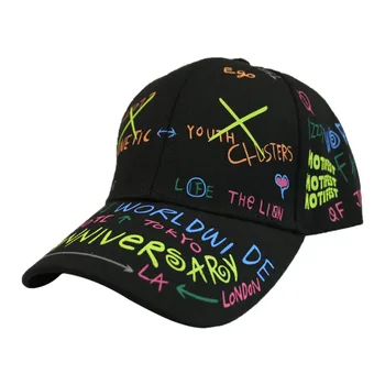 Erkek hip-hop şapka yaz ingilizce graffiti beyzbol şapkası baba şapka trend kap toptan ayarlanabilir açık güneş şapkası
