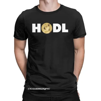 Esprili Dogecoin Hodl Kripto T-Shirt Erkekler İçin Yuvarlak Boyun Premium Pamuk Tshirt Cryptocurrency Harajuku Tee Gömlek Yetişkin Tops