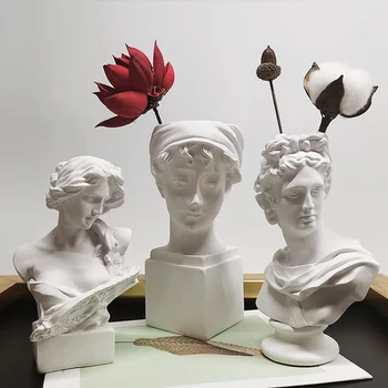Ev Dekor Vazo İnsan Kafası Portre Çiçek Vazolar Odası Dekorasyon Reçine David Çiçek Vazo Odası Dekor makyaj fırçası düzenleyici