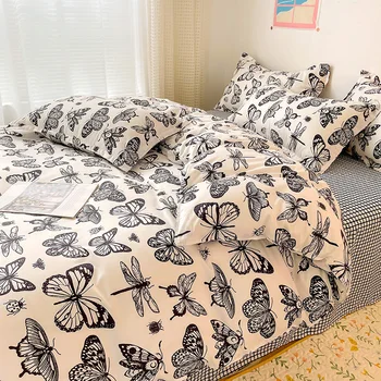 Ev Tekstili Düz Renk Nevresim Yastık Kılıfı yatak çarşafı AB Yan nevresim Erkek Çocuk Genç Kız Yatak çarşafları Seti Kral Kraliçe