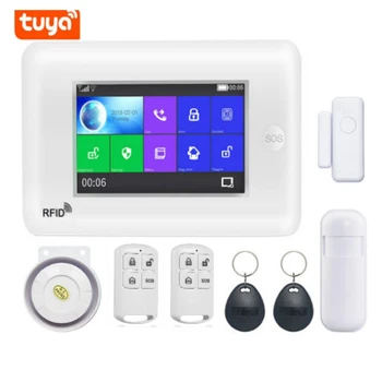 Ev için güvenlik Alarm Sistemi 4G Wifi Tuya Akıllı Yaşam App Kontrolü hırsız alarmı Kiti Kapı Sensörü ile Alexa ile çalışmak