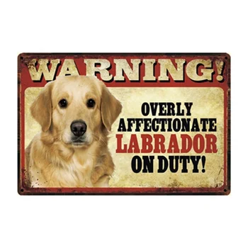 Evcil hayvan Dükkanı Köpek Uyarı Altın Labrador Metal Tabela Posteri Ev Dekor Bar Duvar Sanatı Boyama 20*30 CM 7.8x11. 8 inç