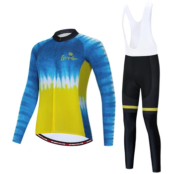 Evervalve İlkbahar ve Sonbahar kadın Açık Bisiklet Eğitim Uzun Kollu Gömlek Mavi Degrade Kayış Takım Elbise