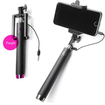 Evrensel Kablolu Selfie Sopa Tripod Monopod 360 derece Rotasyon dolgu ışığı mini selfie sopa cep telefonu için