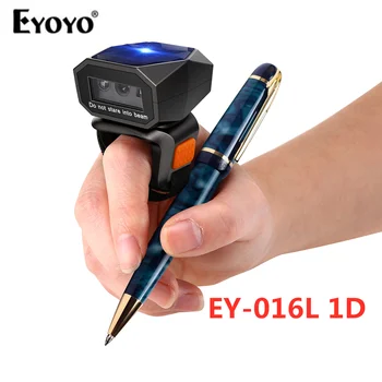 Eyoyo EY-016L 1D Giyilebilir Halka Barkod Tarayıcı Bluetooth 2.4 GHz Kablosuz USB Kablolu Bağlantı Mini Parmak Barkod Okuyucu