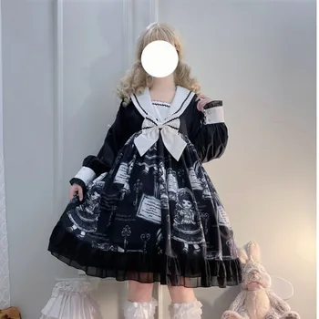 Fabrika Orijinal Tasarım Lolita Koyu Bebek Gotik Tarzı Uzun Kollu Elbise peri elbisesi siyah lolita elbise kawaii elbise