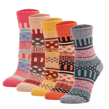File çoraplar için Kadın Erkek Sonbahar Ve Kış Kişiselleştirilmiş Örgü Yün Çorap Çizgili Geometri Çorap ile Dantel Üst