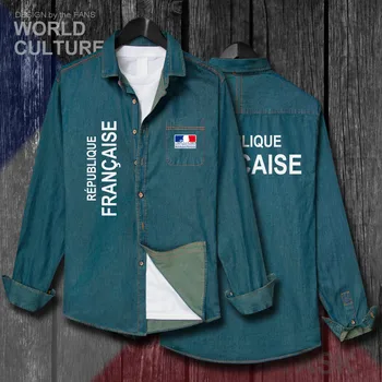 Fransa Fransız Cumhuriyeti FRA FR Ceket Erkek Giyim Sonbahar Uzun Kollu Kovboy Ceket Moda Turn-aşağı Yaka Kot Gömlek Tops Yeni 20