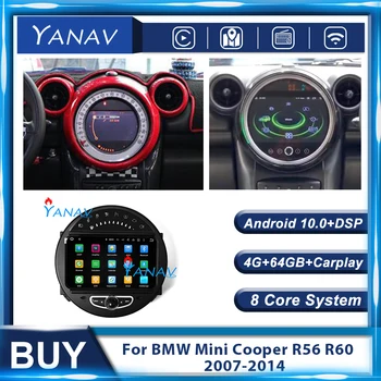 GPS Android 10.0 Araba Radyo BMW Mını Cooper İçin R56 R60 R51 2006 2007 2008-2014 Araba Ses Multimedya Oynatıcı Kablosuz Carplay 2Din