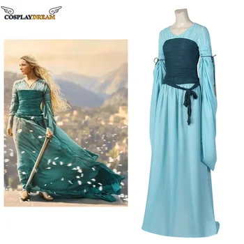 Galadriel Kostüm Arwen Elfler Elf Mavi Elbise Victoria Prenses düğün elbisesi Akış Kollu Elbise Cadılar Bayramı Balo