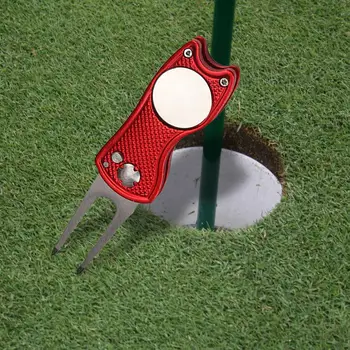 Golf çatal Marker Pitch Katlanabilir Golf Aksesuarları Temizleyici alüminyum alaşım Düğmesi