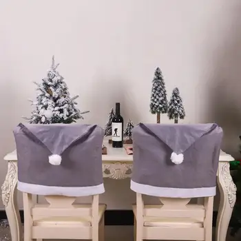 Gri Dokunmamış Büyük Şapka sandalye kılıfı Ev İçin Yeni Yıl Partisi Noel Dekorasyon Süsler Tasfiye Satışı Leke dayanıklı