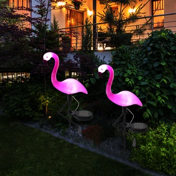Güneş Enerjili Flamingo çim lambası Bahçe dekor güneş ışıkları su geçirmez led ışık açık bahçe dekoratif kazık aydınlatma