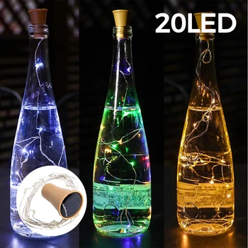 Güneş enerjili LED sokak lambası şarap şişesi ışıkları açık su geçirmez şerit ışık peri garland ışıkları noel düğün Bar otel dekorasyon