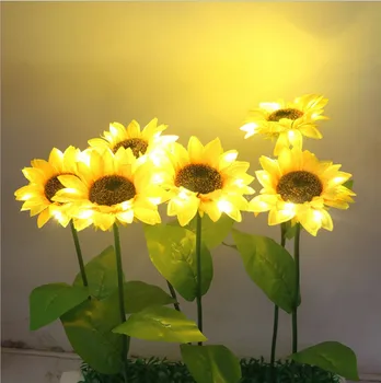 Güneş enerjili ayçiçeği ışık su geçirmez açık güneş çiçek bahçe lambası peyzaj çim yolu aydınlatma dekorasyon