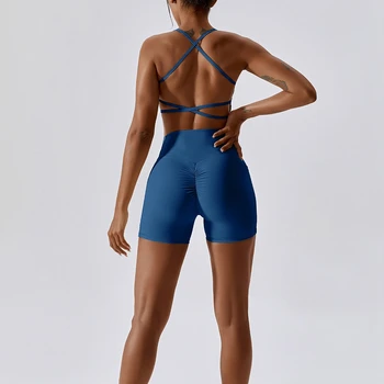 Güzellik Geri Yoga Seti Sutyen Şort Takım Elbise Seksi Spor Giyim 2 Parça Setleri Bayan Kıyafetler Egzersiz Seti Aktif Giyim Kadın Spor