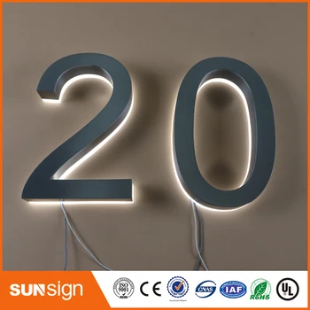 H 25 cm Özel Daire LED Numaraları adı boyutu paslanmaz çelik