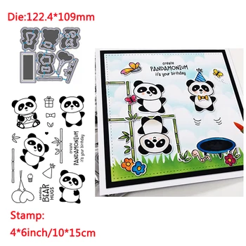 Hayvan Sevimli Pandalar Bambu Kelimeler Şeffaf Şeffaf Pullar Uyumlu Kesme Ölür DIY Scrapbooking Kartları El Sanatları Yeni 2020