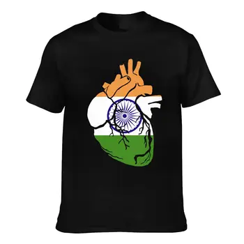 Hindistan Anatomik Kalp Şekli Ülke Bayrağı Kısa Kollu %100 % Pamuklu T Shirt Erkek Kadın Unisex Giyim T-Shirt Tees