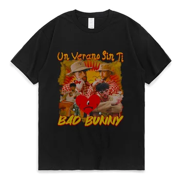 Hip Hop Un Verano Günah Tı Kötü Tavşan T-Shirt Büyük Boy Streetwear Tee Gömlek Kısa Kollu Erkekler Kadınlar için Müzik Sevgilisi Hediye T Shirt