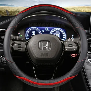 Honda Civic 2016 için 2017 2018 2019 2020 2021 2022 10th Araba direksiyon kılıfı PU Deri + Karbon Fiber Oto Aksesuarları