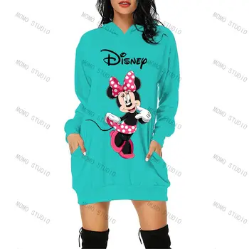Hood ile Kawaii Mickey kadın Giyim 2022 Son Moda Minnie Mouse Dreeses Disney Kore Çoklu Renk Parti Kıyafetleri