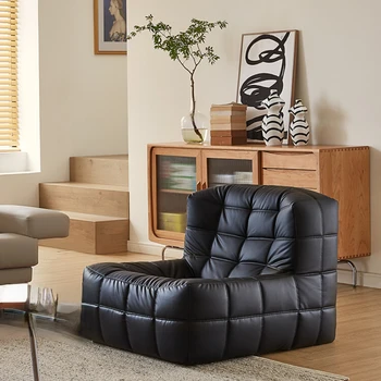 Ilk katman deri kanepe nappa İskandinav ithal inek derisi küçük daire tek oturma odası modern minimalist mobilya