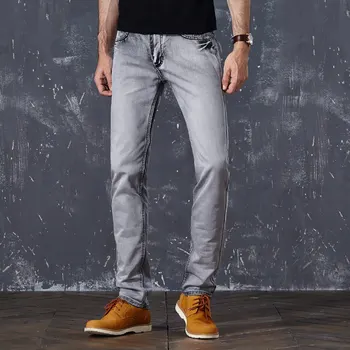 Ilkbahar ve Sonbahar Yeni Erkek Hip hop Gri Slim fit Kot moda Kişilik Retro Streetwear Erkek Rahat Pamuklu denim Pantolon