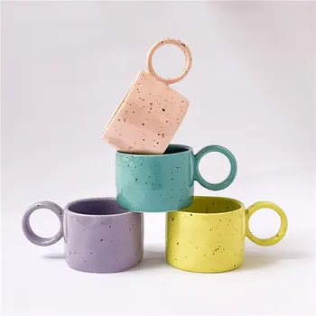 Ins rüzgar sıçrama mürekkep seramik kupa kahvaltı kupa kişilik yuvarlak kolu kahve fincanı süt kupası