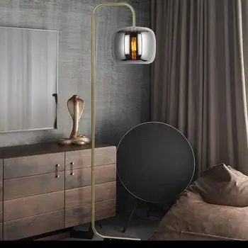 Iskandinav Led Zemin Lambası Modern Zemin Lambası Çalışma Oturma Odası Yatak Odası Çalışma Başucu iç mekan aydınlatması Dekor Ev Cam E27 Zemin Lambaları