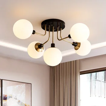 Iskandinav bakır LED avize sıcak yatak odası lambası amerikan tarzı otel avize ev yaratıcı yemek odası asılı kolye ışık