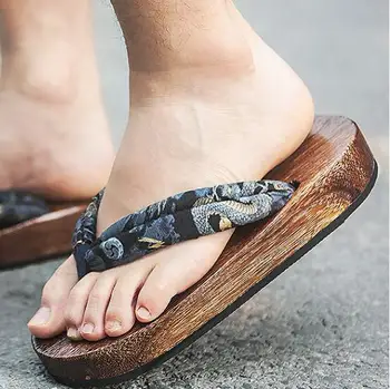 Japon Antik Ayakkabı Geta Takunya erkekler Yaz Flip flop Ahşap