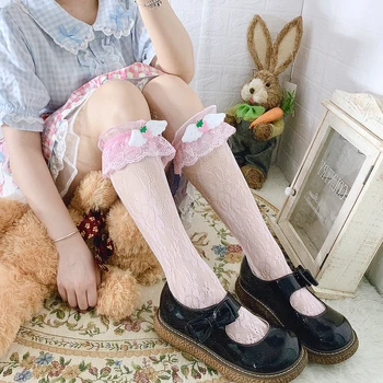 Japon Kadın Renkler Seksi Çiçek Çorap Kadın lolita Dantel Fırfır Yumuşak Pleats Elastik file çoraplar Kazık Oymak Salıncak