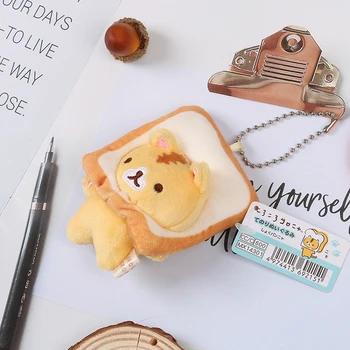 Japon Popüler Ekmek Kedi Tost Kedi Peluş Bebek Küçük Kolye Bebek Küçük Sarı kedi çantası askı süsleri anahtarlık Ücretsiz Kargo