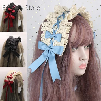 Japon yumuşak kız Lolita hairband dantel saç tokası tatlı günlük çok yönlü yay KC headdress