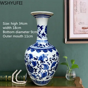 Jingdezhen mavi ve beyaz porselen vazolar narin ve pürüzsüz doku antika el sanatları oturma odası ev dekorasyon WSHYUFEI