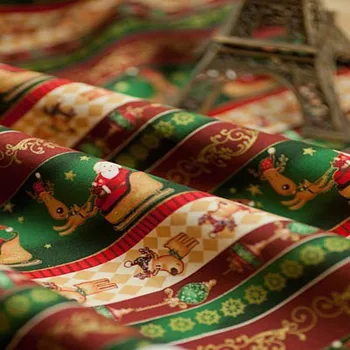 KENDİN YAP! 50 cm*130 cm %100 % Pamuk Klasik Kırmızı Yeşil Noel X'mas Noel Baba Ren Geyiği Ağacı Moda Pamuk Kumaş, DIY el yapımı