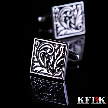 KFLK Lüks gömlek kol düğmesi mens için Marka manşet düğmeleri Siyah Retro manşet ÜST Yüksek Kaliteli gemelos abotoaduras Takı
