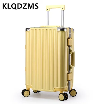 KLQDZMS 20“24 İnç Bavul Kadın Alüminyum Çerçeve Su Geçirmez Dayanıklı Bagaj Şifre Kutusu Erkek Seyahat Bavul Tekerlekler Üzerinde