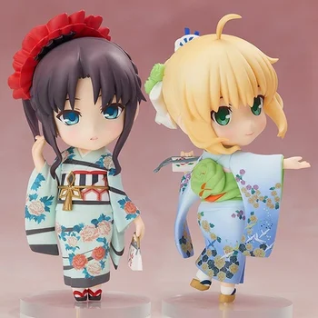 Kader Kalmak Gece Anime Saber 007 Tohsaka Rin 008 Kimono S Versiyonu PVC Sevimli Kız Action Figure Koleksiyon Model Oyuncaklar Bebek 10 cm