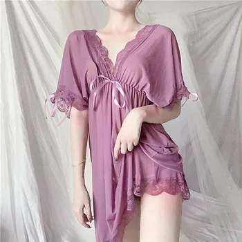 Kadın Dantel Pijama Gecelik Zarif İç Çamaşırı gece elbisesi kadın Gecelik Kıyafeti Seksi Sıcak Erotik Uyku Elbise