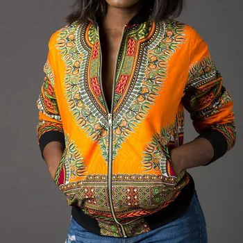 Kadınlar için afrika Giysileri Yaz Moda Stil Afrika Kadınlar Uzun Kollu Baskı Polyester Ceket afrika kıyafeti