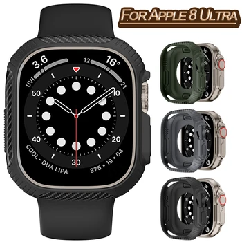 Karbon Fiber Dokulu Tpu Kabuk Apple Ürünü için Ultra Kılıf 49mm Silikon Koruyucu İwatch Serisi Ultra 49 DIY Aksesuarları