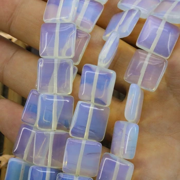 Kare şekli opal dağınık boncuklar 14x14mm 15 inç DIY taş kadın moda takı yapımı tasarım