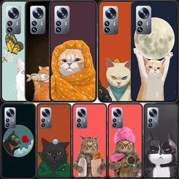 Karikatür Kediler telefon kılıfı İçin Xiaomi Mi 12 11T 10T 9T Pro 12X 11i 11 Ultra 10 Lite 5G 9 8 6X 5X Çapa Coque