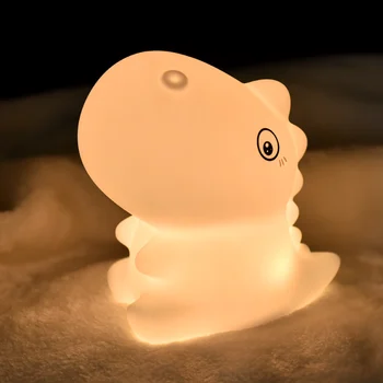 Karikatür Led Gece Lambası USB Şarj Edilebilir Yumuşak Silikon Dinozor Oyuncak Kreş Gece Lambası Bebek Hediye için Çocuk Yatak Odası Mevcut
